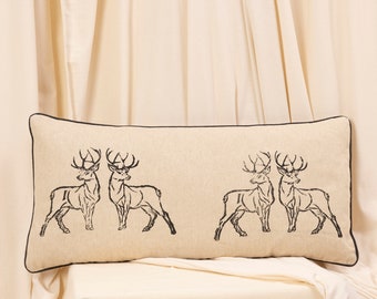 Handmade Bambi Cushion, Woodprinting method is applied for its printing, Naturally Color, Natural Luxury living spaces pillows, Unique