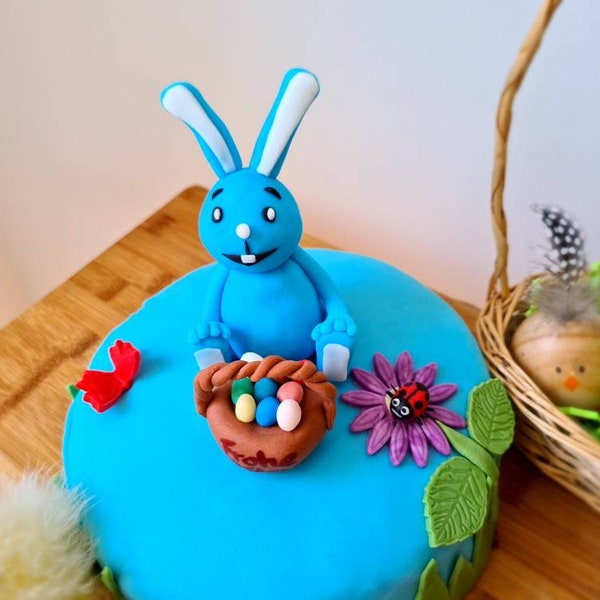 Blauer Hase Fondant-Figur für zb. Torten, Kuchen - 1 Stück