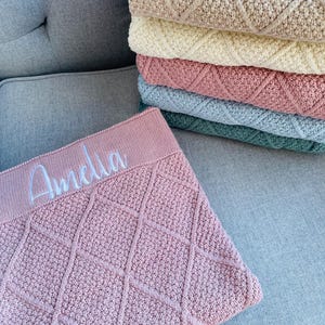 Diamond Personalised Blanket, Custom Baby Blanket, Nursery Decor, Personalised Gift, Baby Shower Gift, Embroidered Baby Blanket, Baby Gift