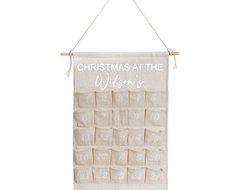 Personalised Christmas Advent Calendar | Christmas Advent Calendar | Christmas Calendar | Hanging Cotton Advent Calendar