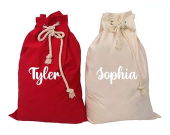 Sacos de Papá Noel personalizados de lujo - Rojo y beige 50 cm x 70 cm / Envío gratuito a toda Australia