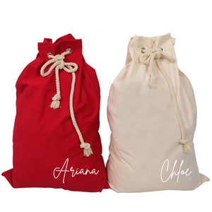 Luxury Personalised Santa Sacks - Red and Beige 50cm x 70cm | Free Shipping Australia Wide