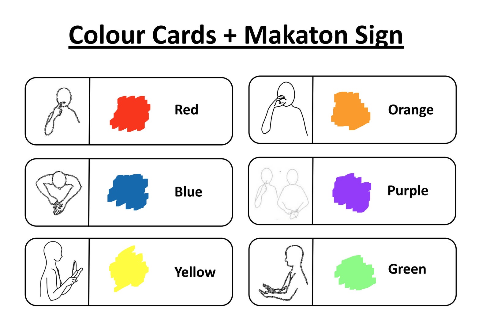 Colour Cards With Makaton Signs Etsy Canada