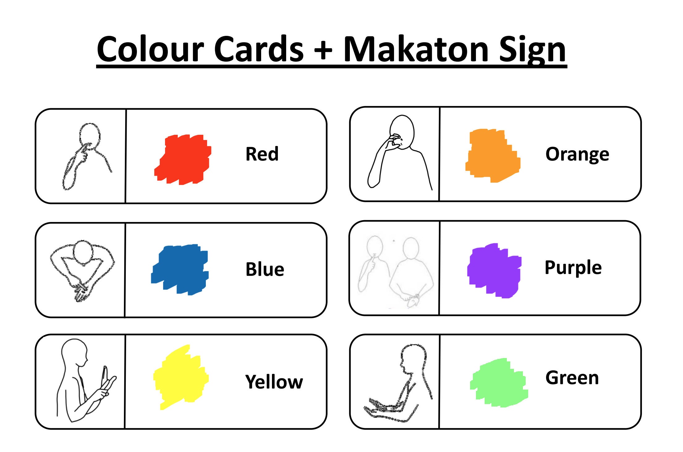 Colour Cards With Makaton Signs Etsy UK