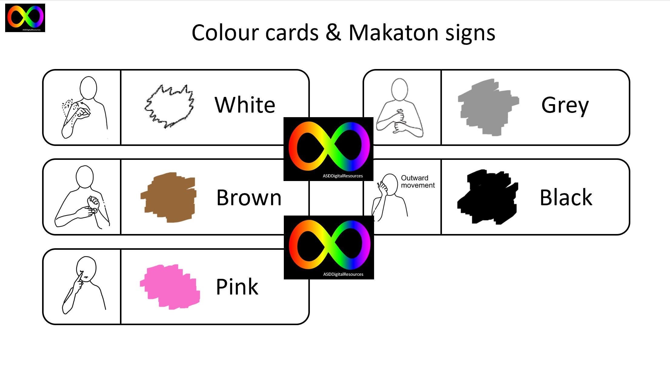 Colour Cards With Makaton Signs Etsy