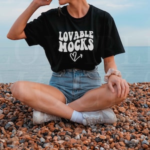 Gildan 64000 Mockup, Black Gildan 64000 Mockup, Gildan 64000 Mockup Model,  Black Tshirt Mockup, Outdoors Model Mockup, Beach Mockup