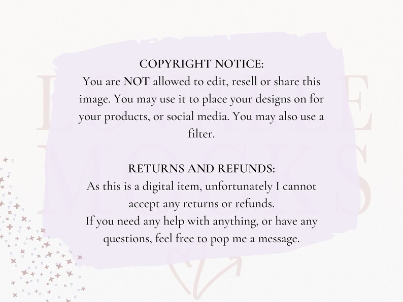 Peut inclure: Une bo&icirc;te de texte violette et blanche avec le texte "COPYRIGHT NOTICE:" et "RETURNS AND REFUNDS:"  Vous n'&ecirc;tes PAS autoris&eacute; &agrave; modifier, revendre ou partager cette image. Vous pouvez l'utiliser pour placer vos designs sur vos produits ou sur les r&eacute;seaux sociaux. Vous pouvez &eacute;galement utiliser un filtre. Comme il s'agit d'un article num&eacute;rique, je ne peux malheureusement pas accepter de retour ou de remboursement. Si vous avez besoin d'aide pour quoi que ce soit ou si vous avez des questions, n'h&eacute;sitez pas &agrave; me contacter.