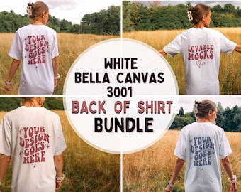 White Bella Canvas 3001 Mockup Bundle, Back of Tshirt Bundle, White Oversized T-shirt Back Mockup, Outdoors Model Mockup, Back 3001 Mockup
