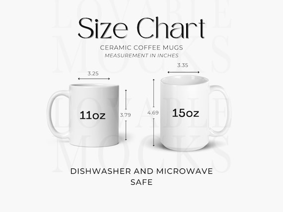 Printful Mug Size Chart: 11oz & 15oz (Digital Download)