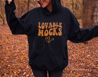 Black Gildan 18500 Hoodie Mockup, Autumn Fall Mockup, Gildan Hoodie Mockup, Black Hoodie Mock up, Outdoor Model Mockup, Halloween Mockup