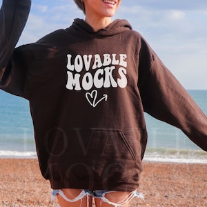 Gildan 18500 Dark Chocolate Mockup, Oversized Hoodie Mockup, Oversized Brown Hoodie Mockup, G185 Dark Chocolate Hoodie, Trendy Model Mockup