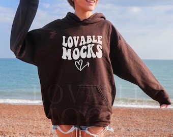 Übergroßes Gildan 18500 Dunkle Schokolade Hoodie Mockup (Digitaler Download)