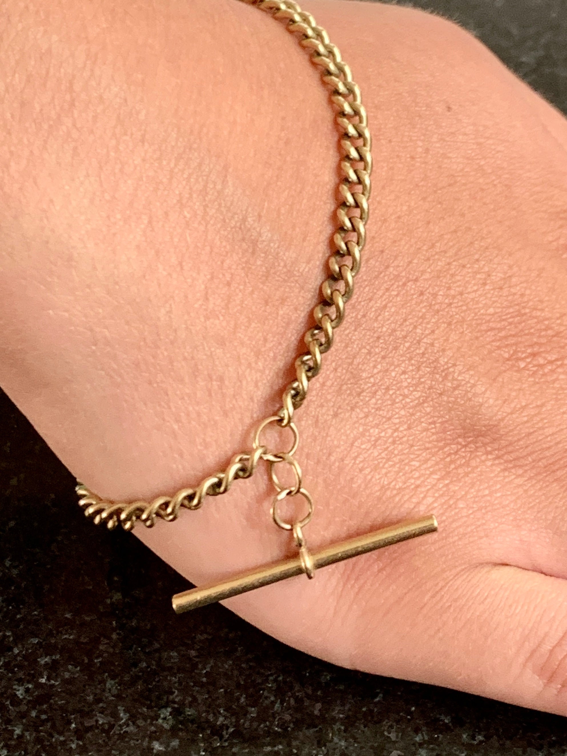 9ct gold t bar best sale bracelet