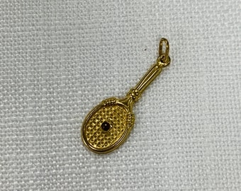 Tennis Racket Gold Charm Pendant