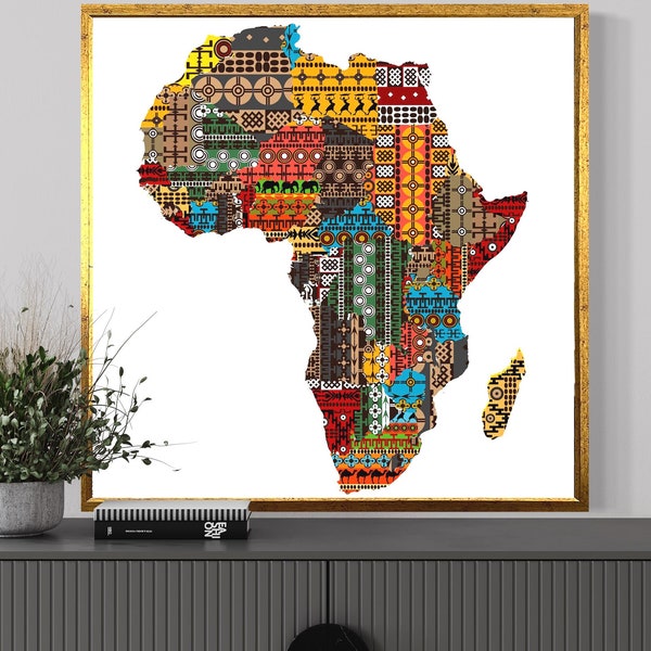 Canvas Map of Africa Etsy
