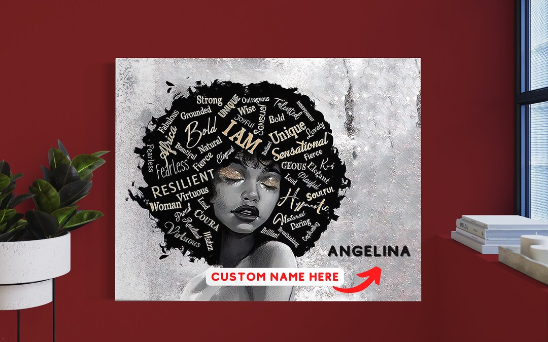 Custom Personalized Black Girl Canvas Wall Art, Afro Girl Wall Art