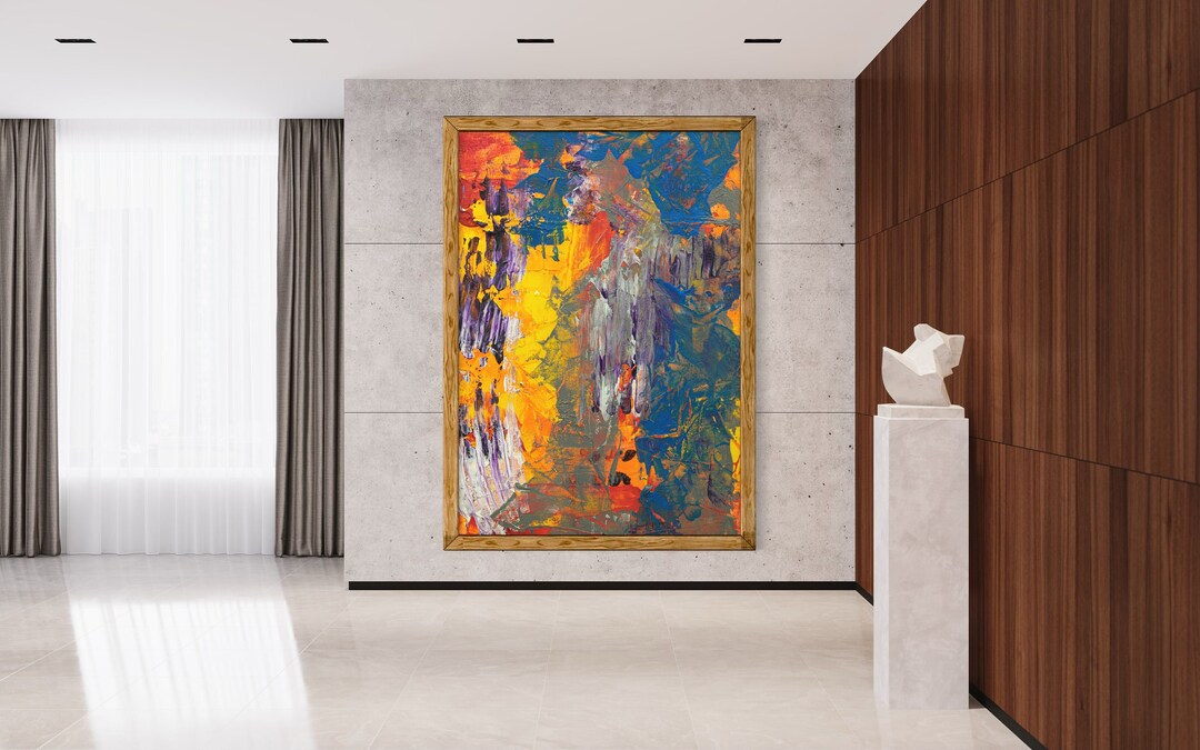 Large Yellow Painting Abstract Art Contemporary Art Modern Etsy