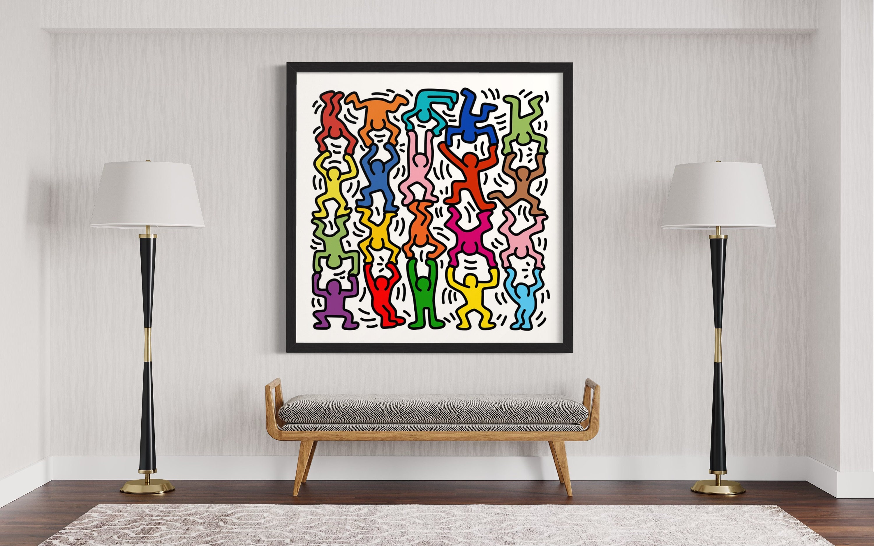 Wall Art Print  Keith Haring-inspired depiction of Diwali