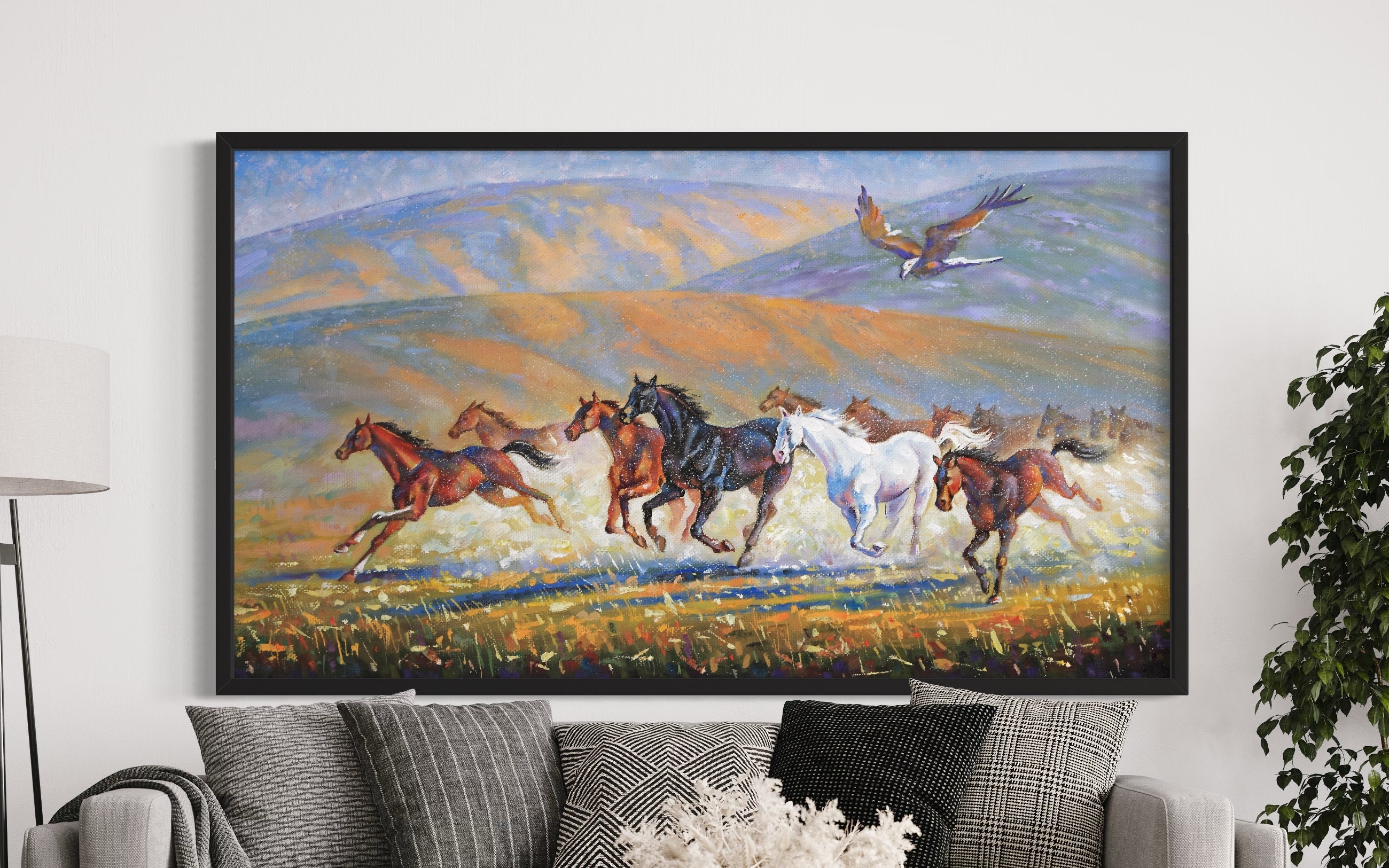 Large Running Horses Canvas Wall Art Printhorse Poster Large Etsy