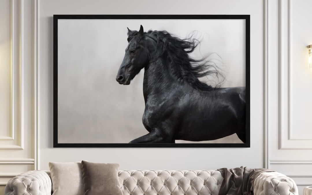 Large Black Horse Print Poster Canvas Art Animal Art Horse Wall Art