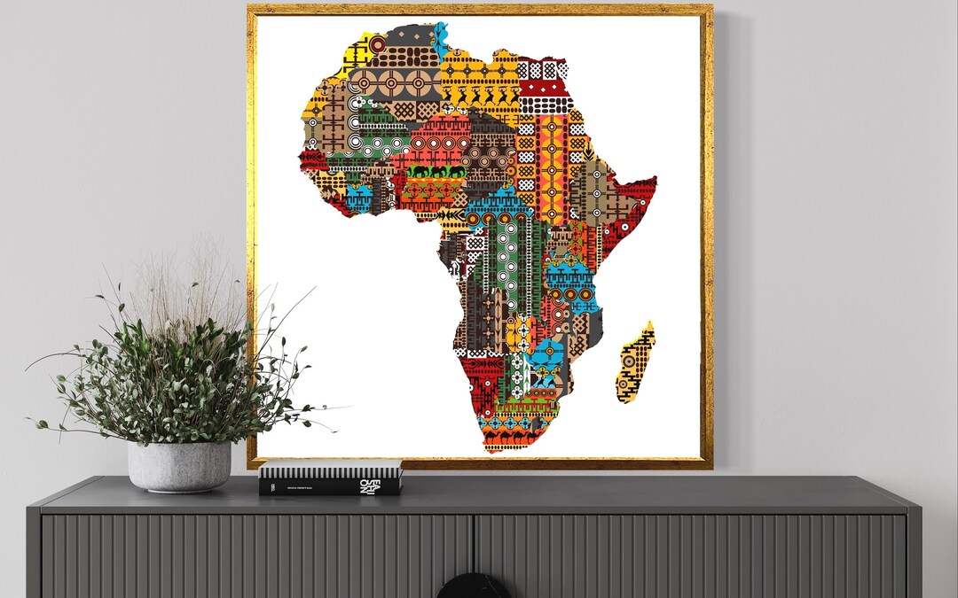 African Africa Map Canvas Wall Art in Pattern Style Art Canvas Poster