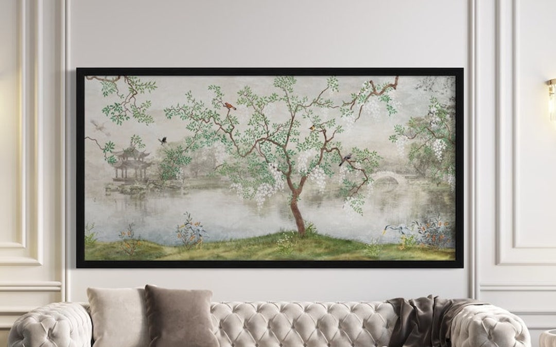 Japanese Landscape Painting of Pine Trees Canvas Wall Art,distant ...
