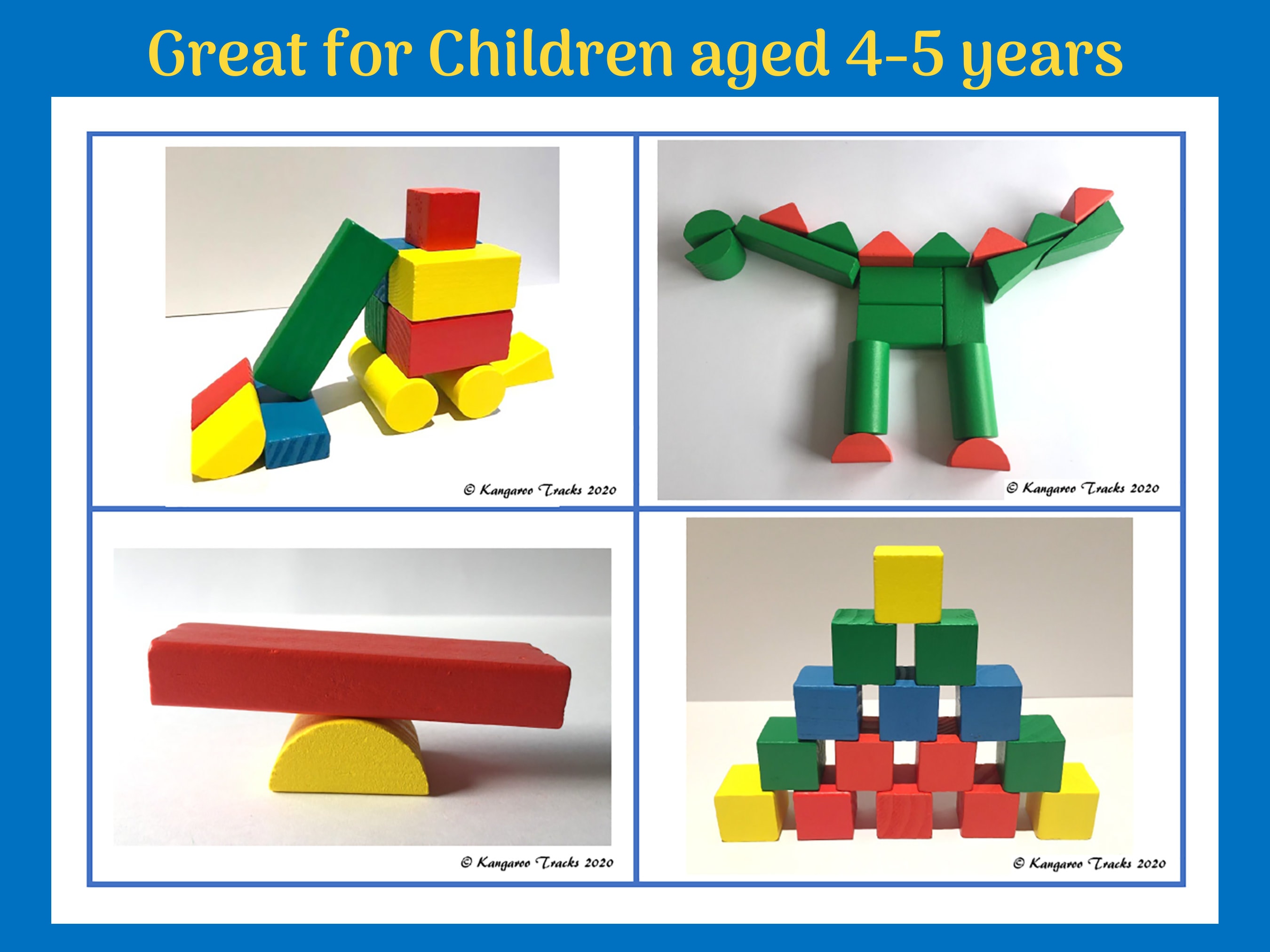 Wooden Block Building Challenge Cards for Kindergarten & Preschool