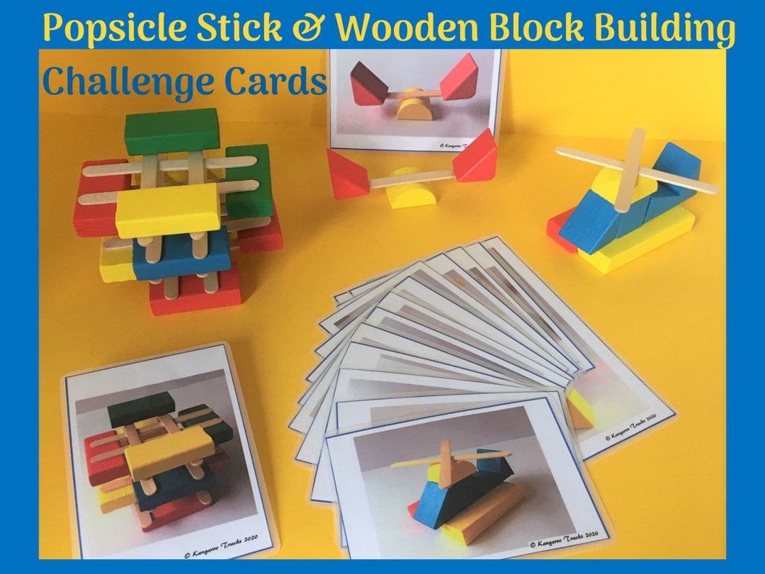 Popsicle Stick & Wooden Block Building Challenge Cards for Etsy