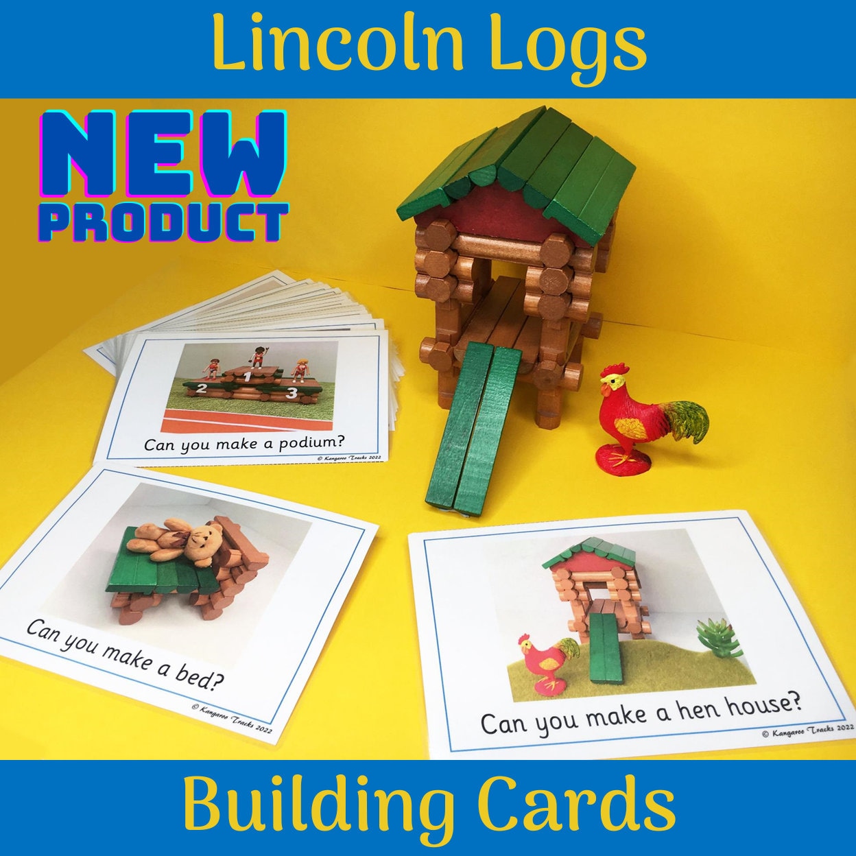 Wooden Blocks & Wooden Logs Construction Challenge Cards to 