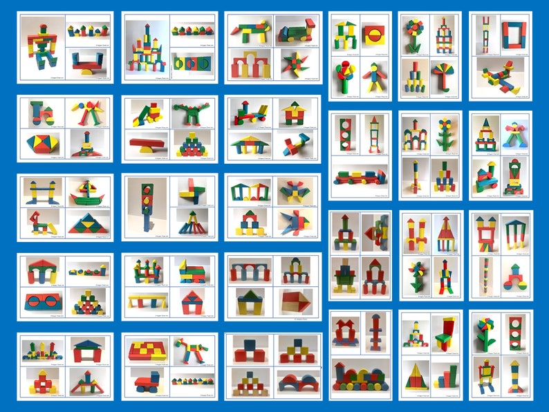 Wooden Block Building Challenge Cards for Kindergarten &amp; Pre-school ...