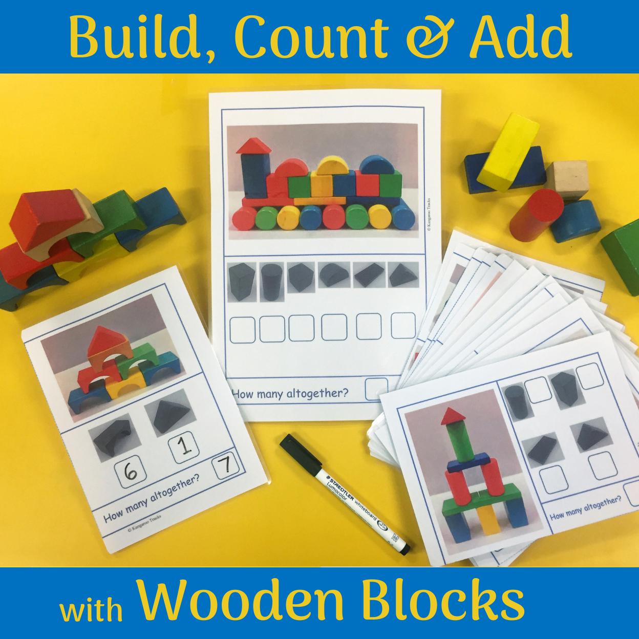 3D Shape Math Activity for Kindergarten - Construct with blocks & count 3D shapes
