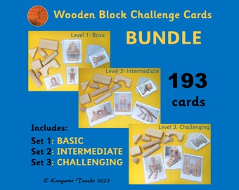 Wooden block building challenge cards for Kindergarten BUNDLE