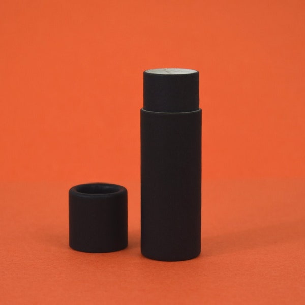 Paquet de tubes de baume à lèvres en carton de 28 ml - Tubes push-up écologiques biodégradables, noir