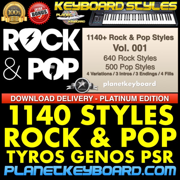 Styles for Yamaha Genos Tyros PSR-SX900 PSR-SX700 PSR-SX600 - 1140 Rock & Pop Styles for Yamaha arranger keyboards