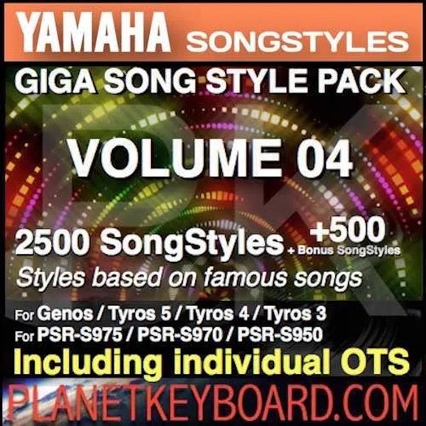 Stijlen Genos - Yamaha Tyros Stijlen - Yamaha PSR Stijlen - Giga Song Style Pack Volume 04 voor uw Yamaha PSR-SX900 PSR-SX700 Psr-SX600