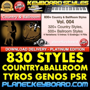 Styles for Yamaha Genos Tyros PSR-SX - 830 Country & Ballroom Styles for your Yamaha arranger keyboard