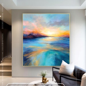 Original Colorful Ocean Canvas Wall Art, Modern Seascape Painting On Canvas, Large Wall Art For Home Decor, Natural Sea Landscape Artwork