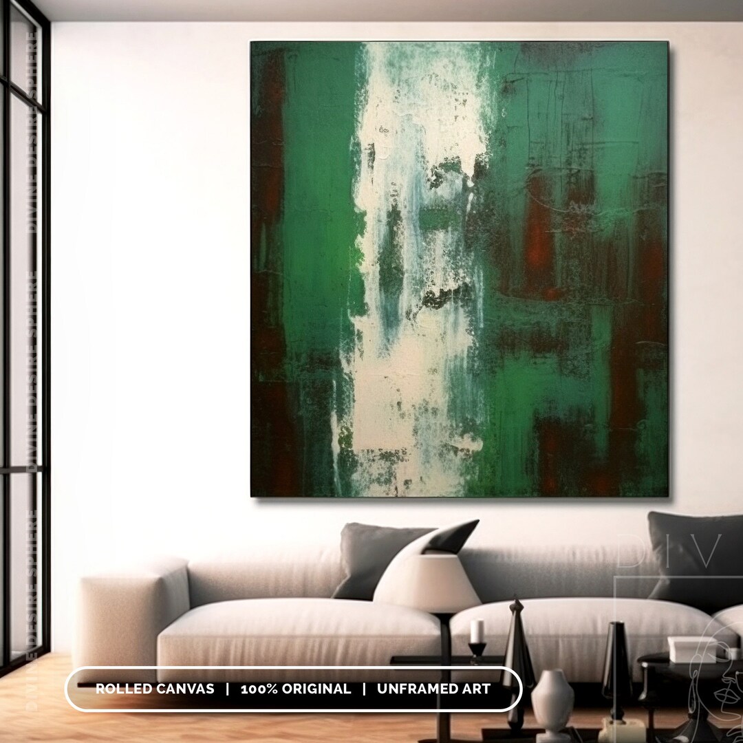 Extra Large Oversized Abstract Painting Green White Original Etsy