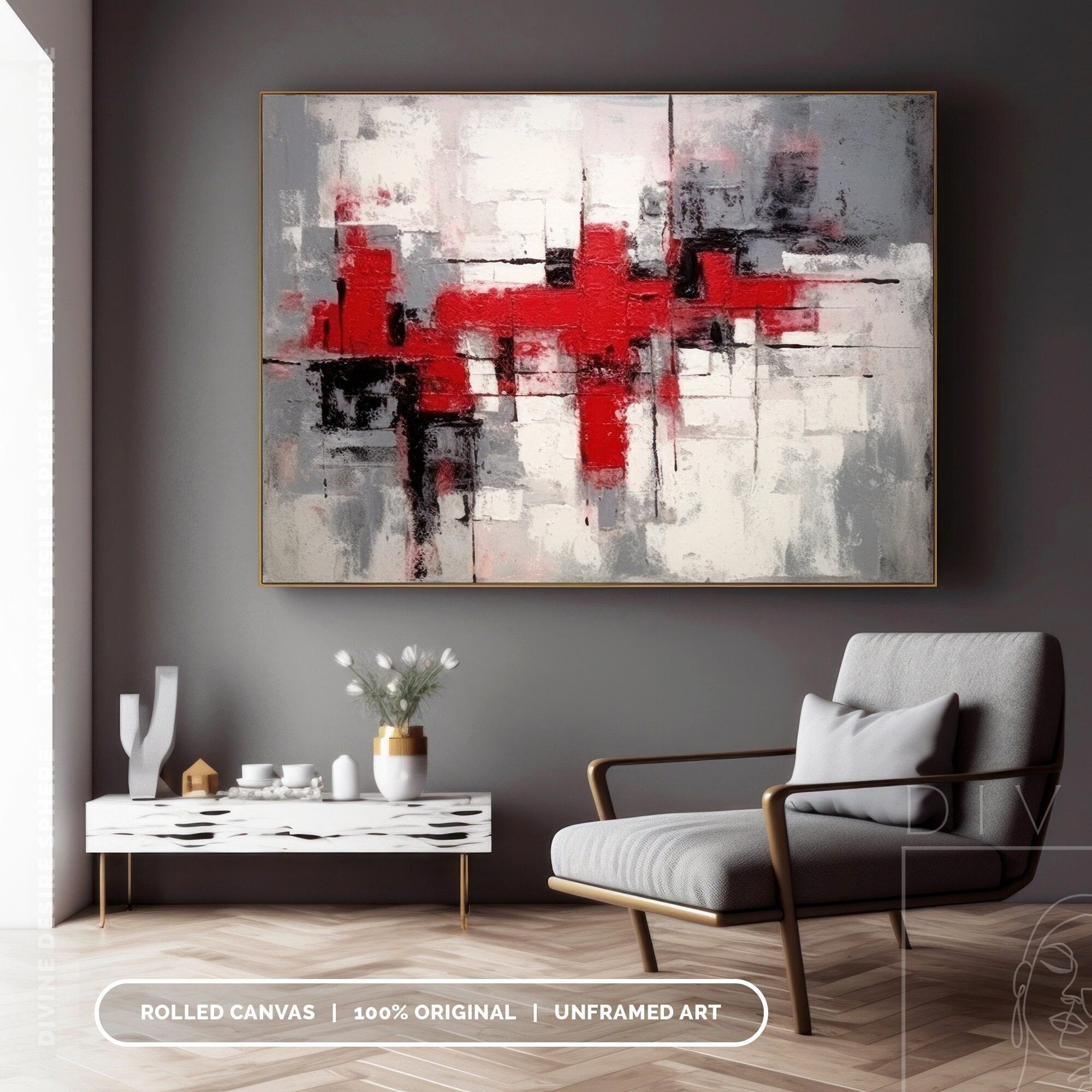 Extra Large Modern Wall Decoration Red, Grey, Modern Artwork for Kitchen  Area, Hand-painted Canvas Painting Gifts, Personalisezd Art - Etsy, image size:2000x2000