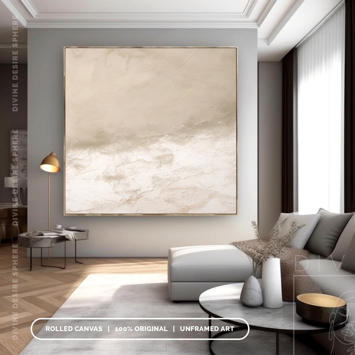 Minimalist Beige Painting on Canvas, Beige Plaste Canvas Wall Art ...