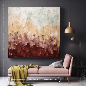 Original Earthy Tones Painting On Canvas, Modern Colorful Painting For Boho Room, Wabi-Sabi Art, Living Room Decor, Bedroom Wall Art image 6