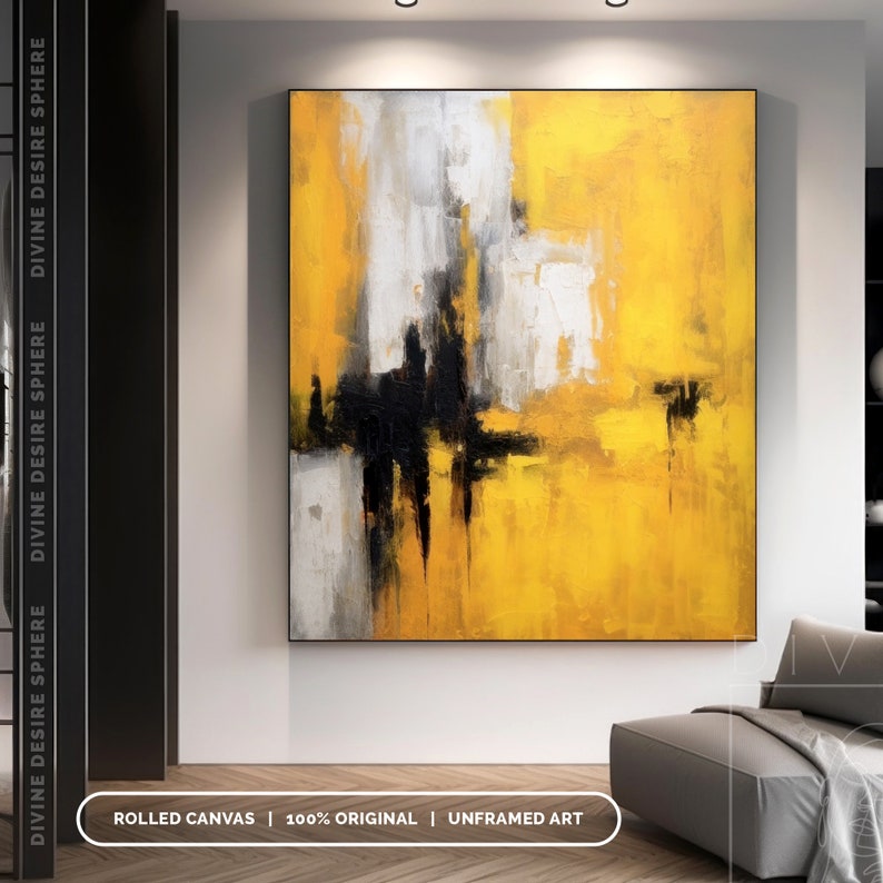 Extra Large Yellow Abstract Canvas Painting for Hallway Etsy