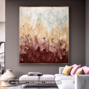 Original Earthy Tones Painting On Canvas, Modern Colorful Painting For Boho Room, Wabi-Sabi Art, Living Room Decor, Bedroom Wall Art image 9