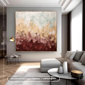 Original Earthy Tones Painting On Canvas, Modern Colorful Painting For Boho Room, Wabi-Sabi Art, Living Room Decor, Bedroom Wall Art image 10