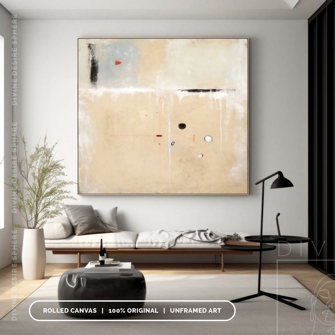 Original Large Neutral Abstract Painting Beige & Light Brown Etsy
