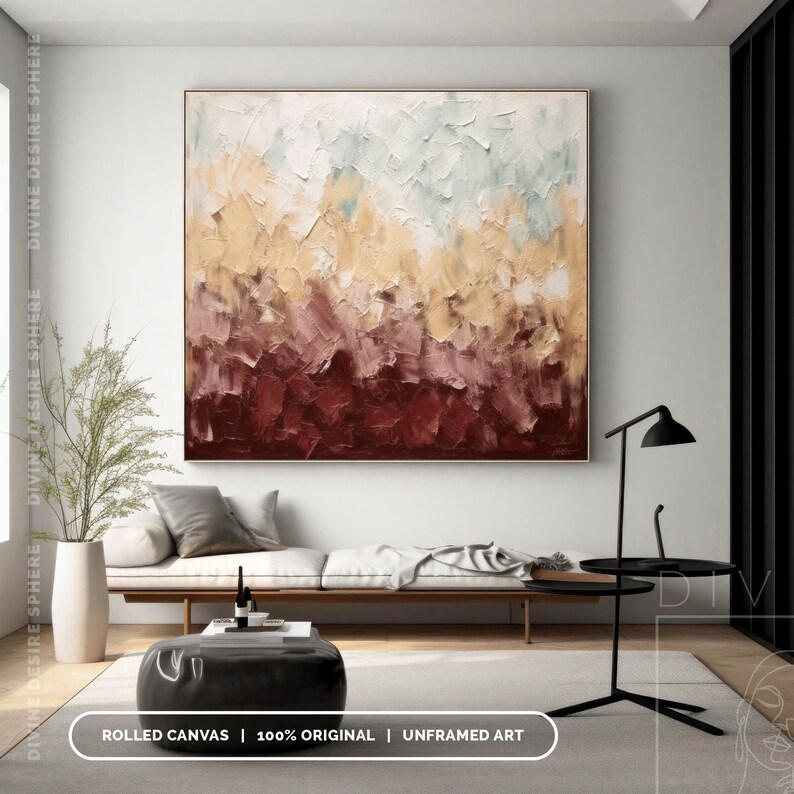 Original Earthy Tones Painting On Canvas, Modern Colorful Painting For Boho Room, Wabi-Sabi Art, Living Room Decor, Bedroom Wall Art image 4