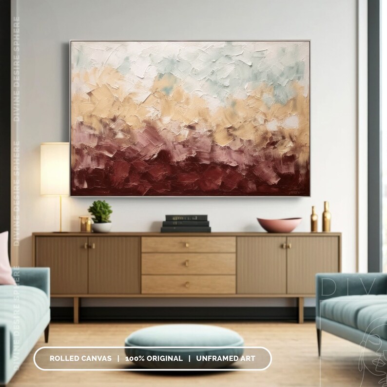 Original Earthy Tones Painting On Canvas, Modern Colorful Painting For Boho Room, Wabi-Sabi Art, Living Room Decor, Bedroom Wall Art image 5