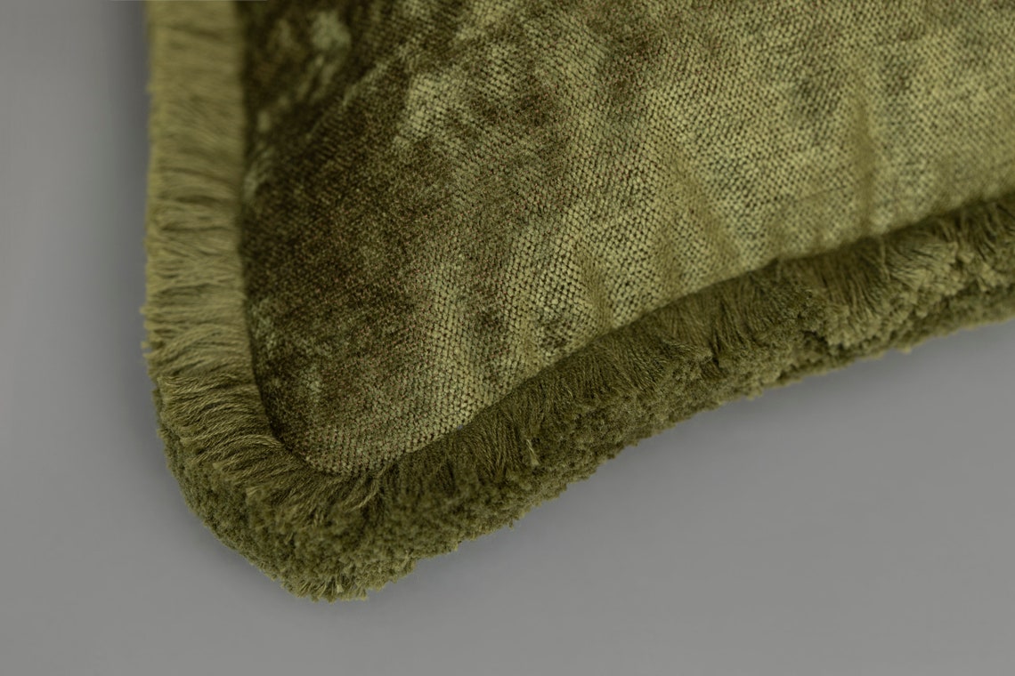 Moss Green Velvet Throw Pillow for Couch or Bed Big Soft - Etsy