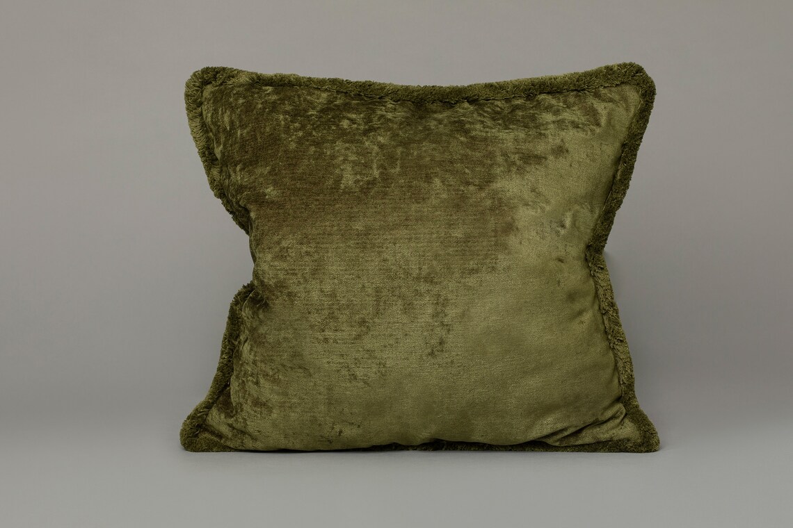Moss Green Velvet Throw Pillow for Couch or Bed Big Soft - Etsy