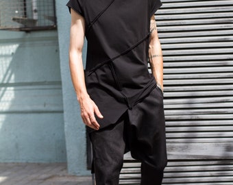 Set cotton jumper and jeans, casual pants, banana jeans, Streetwear, unisex wear, cyberpunk wear, black t-shirt, black pants